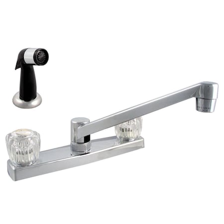 Ldr Industries LDR  Acrylic 2-Handle & Chrome Kitchen Faucet with Black Side Sprayer Kit 012 3405CP-CG